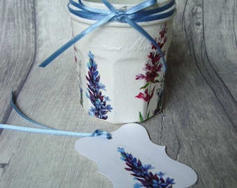 Vase à découpage. Pot de découpage floral. Fourni avec une étiquette cadeau assortie.