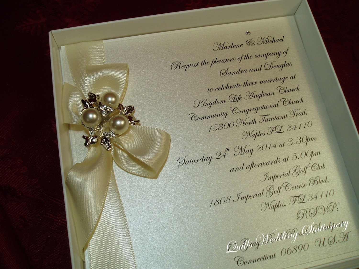 Kensington. Luxury Boxed Wedding Invitation with Satin Ribbon Etsy
