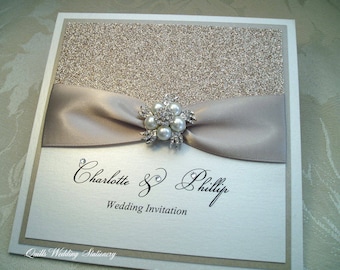 DIY Wedding Invitation Kit. Champagne Glitter Wedding Invitation Kit. Make your own wedding invitation kit!