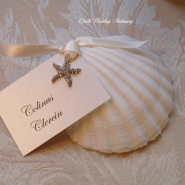 DIY Scallop Shell Place Settings Kit. DIY Kit Place Card with Scallop Shell and Diamante Starfish.