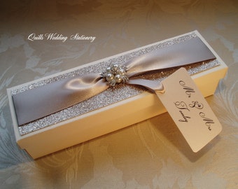 Luxury Wedding Certificate Box. Marriage Certificate Box. Luxury Wedding Pearl and Diamante Box. Gift Box.