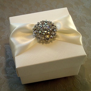 Glittering Diamante Brooch Decorated Gift Box. Bespoke. Various Colour Options. image 1