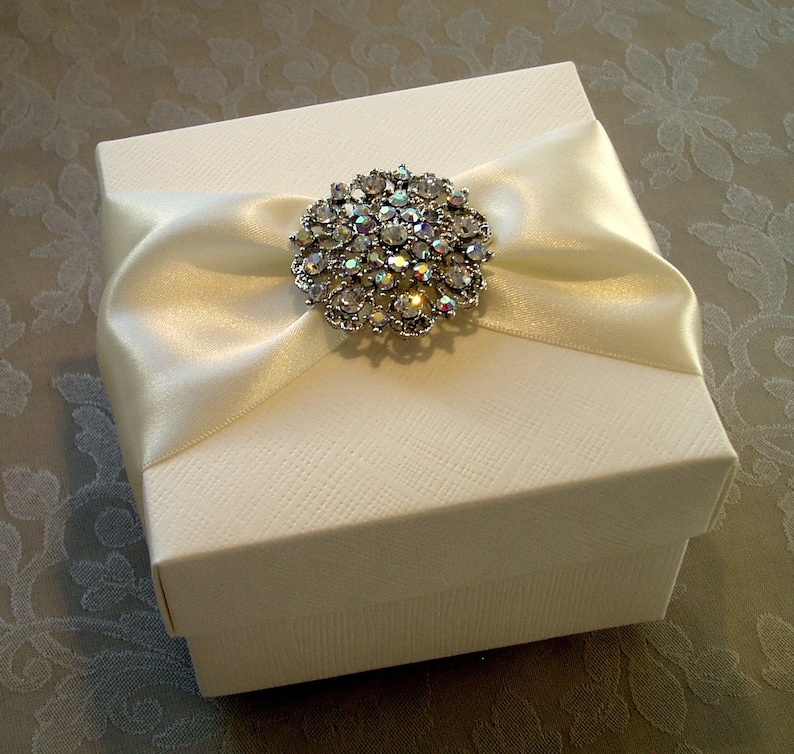 Glittering Diamante Brooch Decorated Gift Box. Bespoke. Various Colour Options. image 1