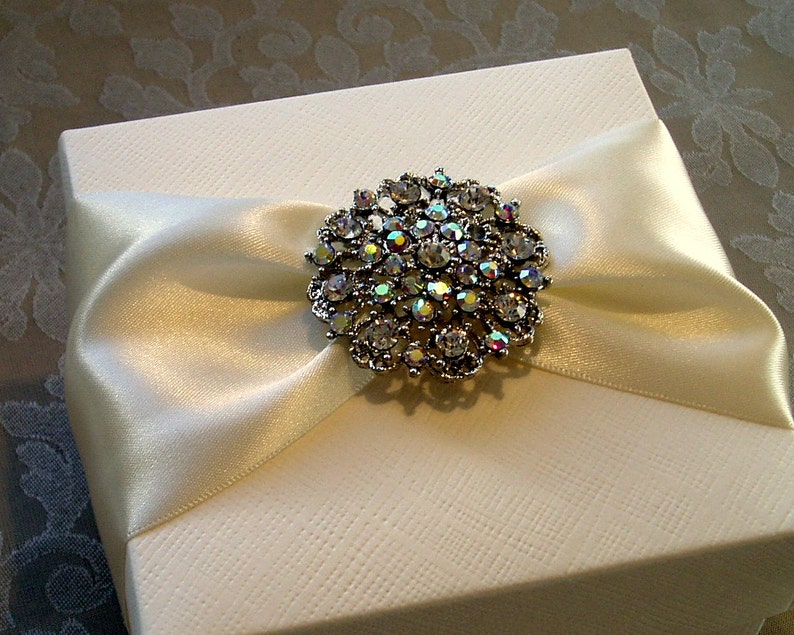 Glittering Diamante Brooch Decorated Gift Box. Bespoke. Various Colour Options. image 4