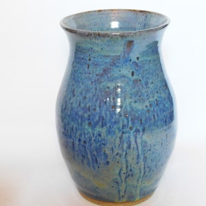 Stoneware Blue Glazed Vase, Handmade Pottery Vase