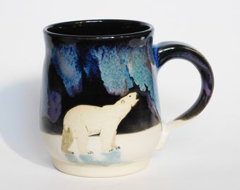 Extra Large Polar Bear Northern Lights Mug