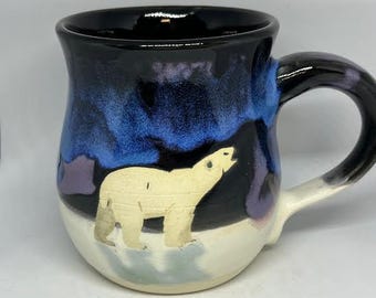 Large Polar Bear Northern Lights Mug
