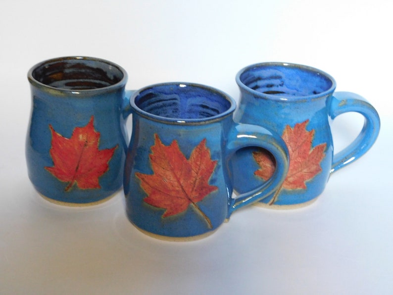 Blue Mug Red Maple Leaf image 2