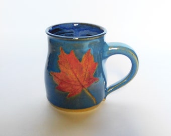 Blue Mug Red Maple Leaf