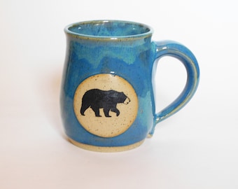 Black Bear Blue Stoneware Mug