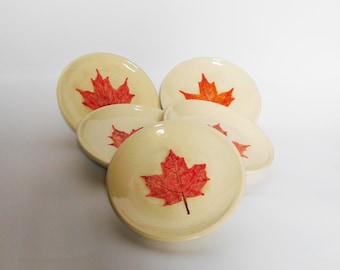 4 Maple Leaf Appitizer Plates Set of Four White