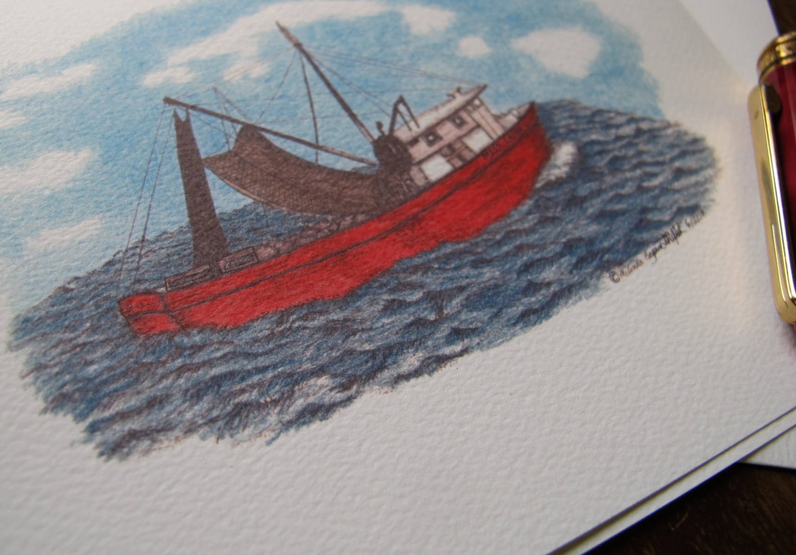Lobster Boat Note Cards Illustrated With Pen and Ink and Etsy