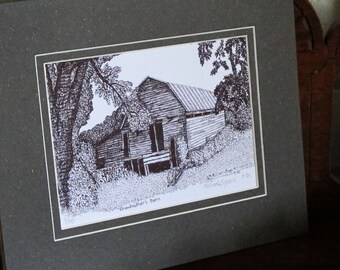 Barn Pen and Ink Limited Edition Print - "Grandmother's Barn"