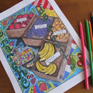 Le Marché de Fruits coloring page