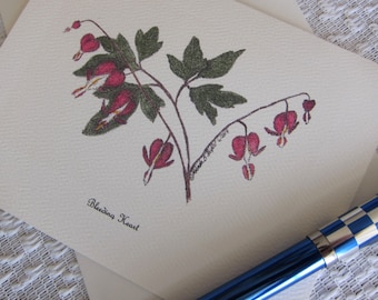 Bleeding Hearts Note Cards Illustrated with Pen and Ink and Colored Pencil -"Bleeding Hearts"