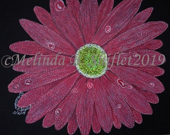 Gerbera Daisy Original Pen and Colored Pencil Drawing - "Daisy Fresh"