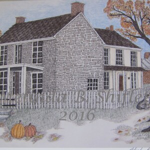Fort Harrison Limited Edition Pen and Ink and Colored Pencil print - 8.5&quot; x 11&quot;  - Dayton, Virginia