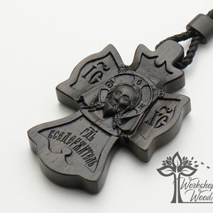Wooden Cross from ebony Necklace Christian Gift Hand Carved Wood Cross