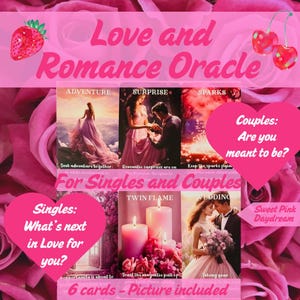 Oráculo del amor y el romance para solteros y parejas. ¿Qué sigue para ti en el amor? ¿Está tu relación destinada a ser? 6 cartas, imagen incluida.