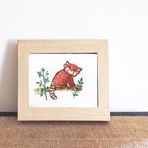 Red Panda Lithography Print Postcard size original hand pulled limited edition image 4