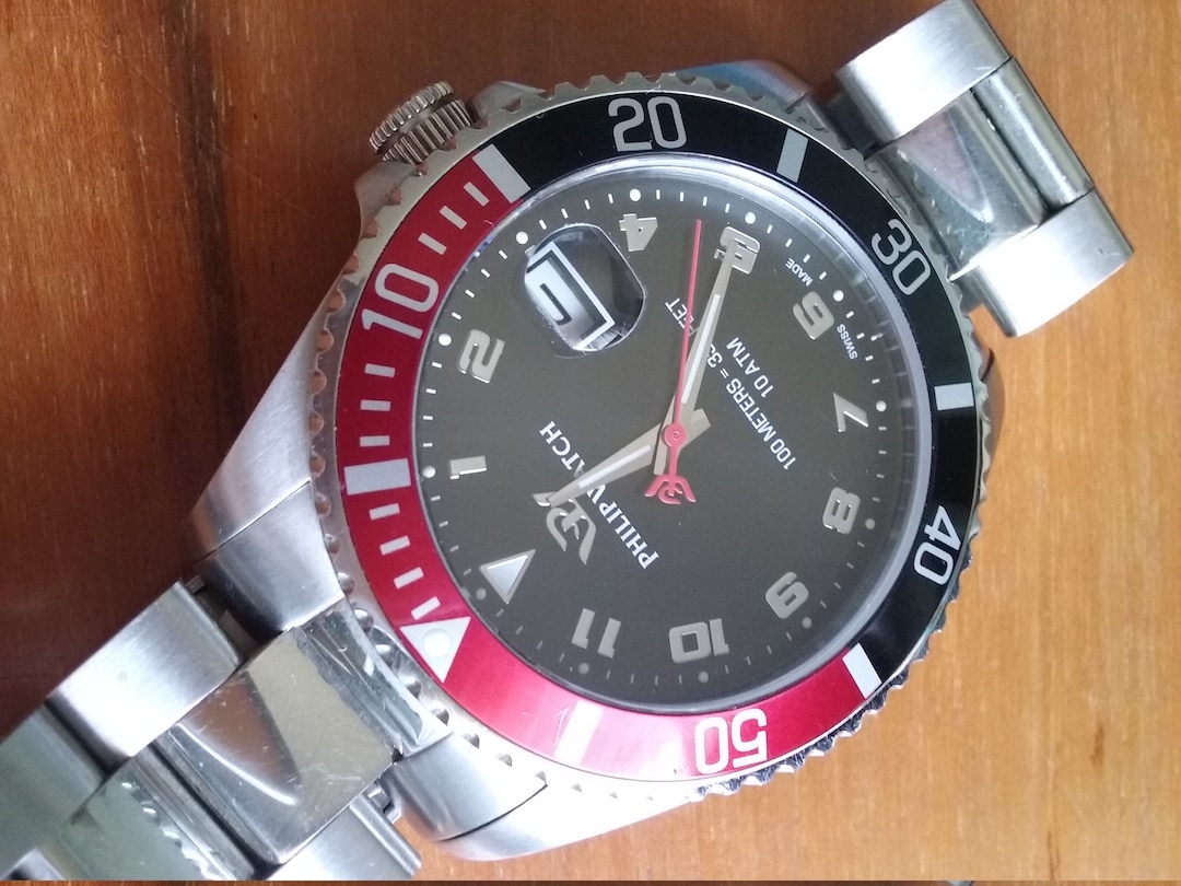 Reloj Philip Caribbean Bicolor Pepsi 100 Metros 10 ATM Etsy Mexico