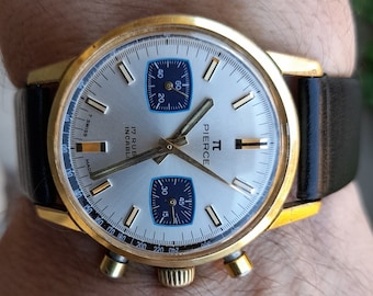 Pierce Chronograph Valjoux 7733 vergoldet, funktionsfähig