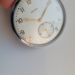 ISKRA high grade Russian pocket watch working.