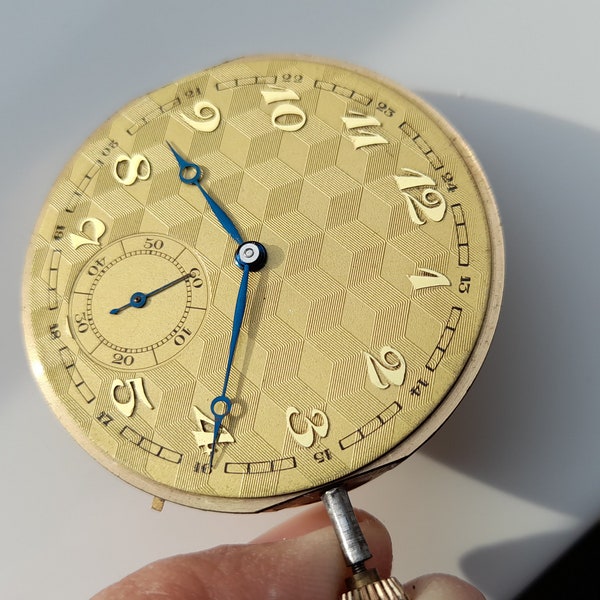 Full hunter pocket watch movement working. STEM at 3.