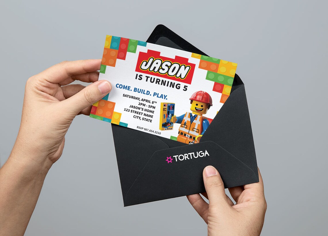 Lego Birthday Invitation Lego Birthday Party Invite Etsy