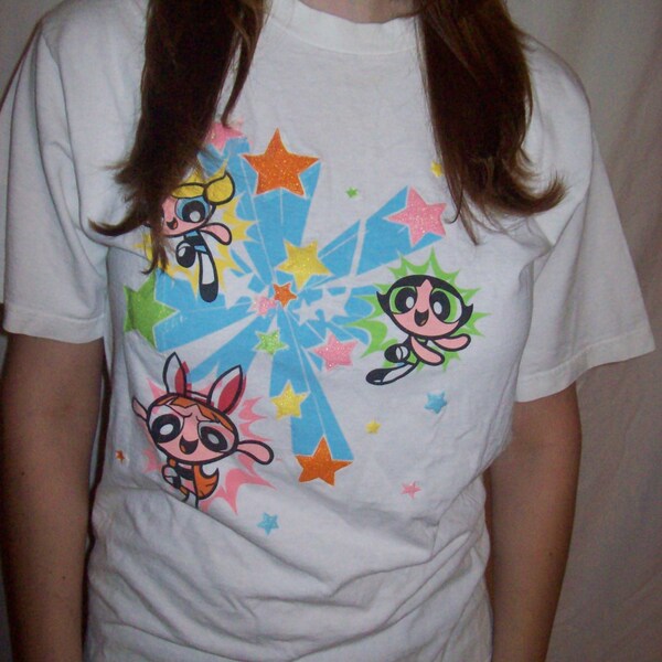 powerpuff girls t-shirt bubbles blossom buttercup cartoon network kawaii