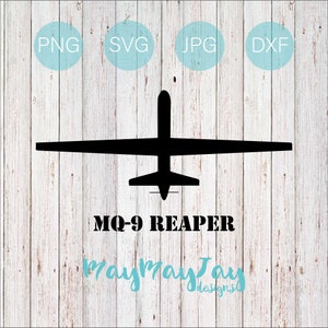 MQ-9 Reaper - Top View Silhouette - USAF - svg png dxf jpg Files