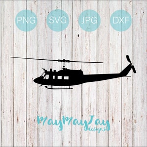 TH-1H Huey- Side-View Silhouette- USAF- svg png dxf jpg Dateien