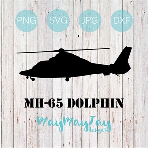 MH-65 Dolphin Helicopter - Side View Silhouette 2- svg png dxf jpg Files