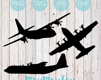C-130 Hercules Silhouette Bundle- svg png dxf jpg Files