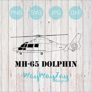 MH-65 Dolphin Helicopter- Side View- USCG- svg png dxf jpg Arquivos