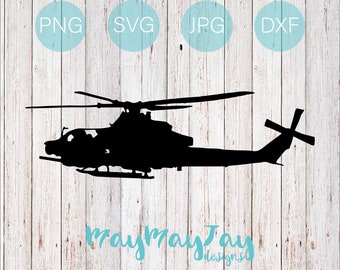 AH-1Z Viper Silhouette- Side View- svg png dxf jpg Files