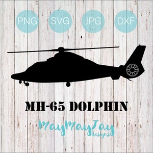 MH-65 Dolphin Helicopter - Side View Silhouette 1 - svg png dxf jpg Files