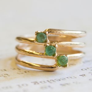 A Vintage Ring Emerald Ring Real 18k Gold Antique Stacking Summer Ring Estate Jade Ring Womans Jewelry #R976 Princess Ring