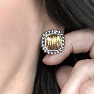 Pendientes vintage Oscar De La Renta Pendientes retro de dos tonos OSE-635-TT - Stock limitado - Nunca usado