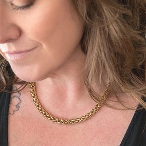 Vintage Oscar De La Renta 16&quot; Inch Polished Gold Tone Chain Necklace