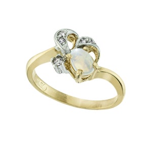 Vintage Ring Genuine Jelly Opal and Clear Swarovski Crystal Ring 18k Gold Antique Womans Jewelry R1741 - Limited Stock - Never Worn