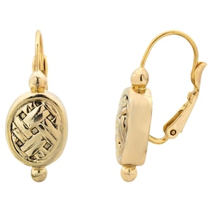 Vintage Earrings Oscar De La Renta Antique Gold Tone Dangling Lever Back Earrings #OSE-24464 Designer Earrings Womans Earring Jewelry Gold