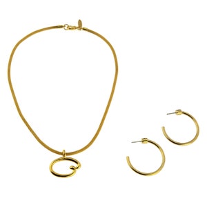Vintage Oscar de la Renta Gold Plated 16&quot; Inch &quot;O&quot; Pendant Necklace #OSNE-110