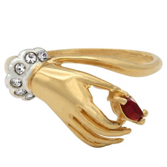 Vintage Ruby Ring: 18k Gold Electroplated, Austri… - image 6