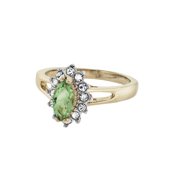 Vintage Ring Peridot and Clear Swarovski Crystals… - image 6