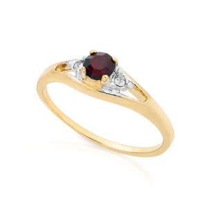 Vintage Garnet Ring: 18k Gold, Austrian Crystal Accents