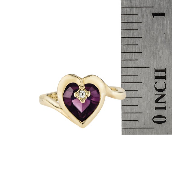 Vintage Ring 1970s Heart Shape Ring with Amethyst… - image 8