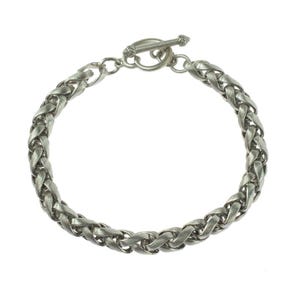 Pulsera de eslabones trenzados texturizados en tono plateado de Oscar De La Renta, anillo vintage, n.° OS-B141-S, existencias limitadas, nunca usada
