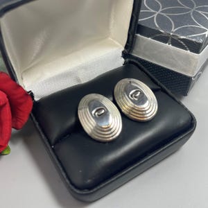 Vintage Oscar De La Renta Silver Plated Post Button Earrings &quot;O&quot; Logo Earrings for Women Designer Vintage Antique Jewelry for Girls