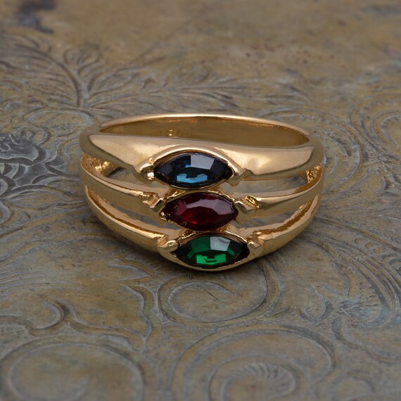 Vintage Ring Multi Colored Rainbow Style Swarovsk… - image 5